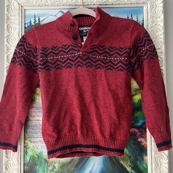Osh Kosh Sweater Kids Sz 8 Red Holiday Christmas Outwear - Picture 1 of 7